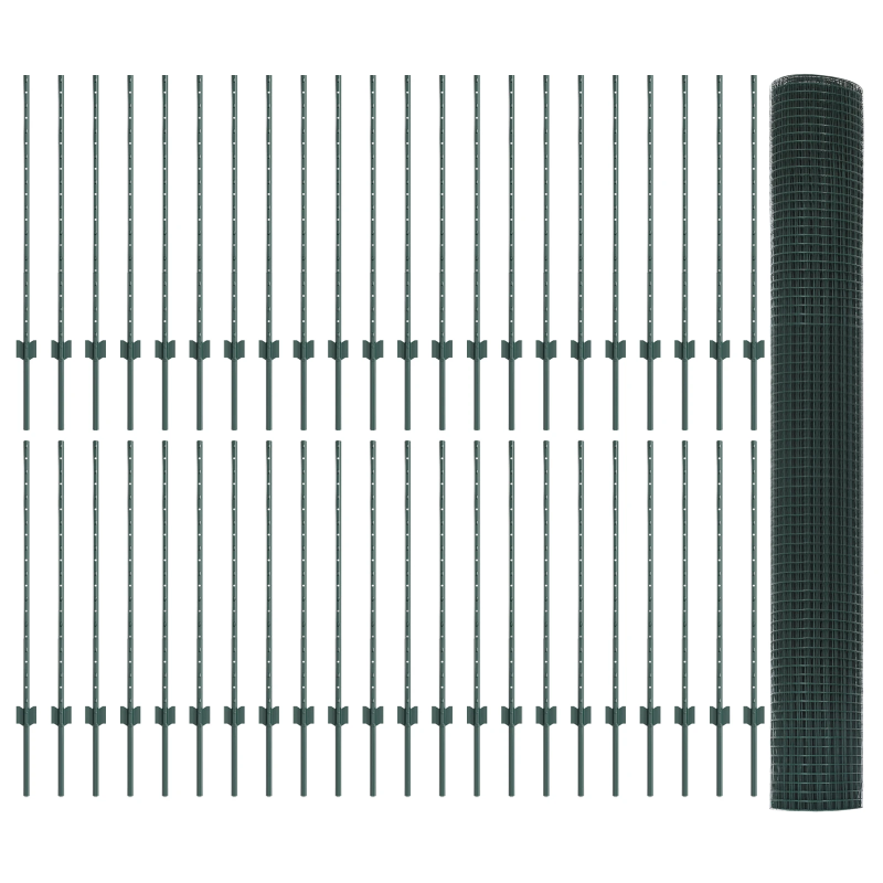 vidaXL Žogs ar stabu Zaļa 1 x 100 m Tērauds un PVC