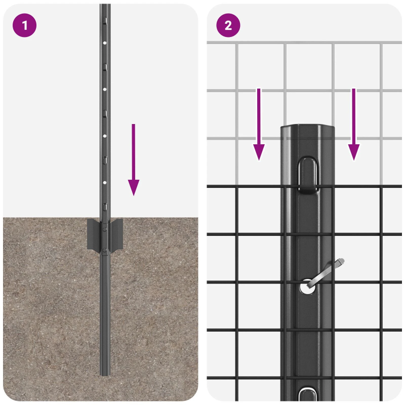vidaXL Žogs ar stabu Pelēka 0,5 x 10 m Tērauds