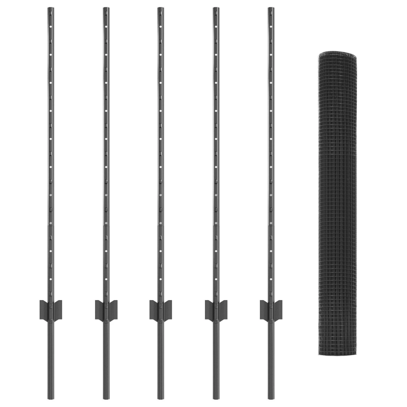 vidaXL Žogs ar stabu Pelēka 1 x 10 m Tērauds