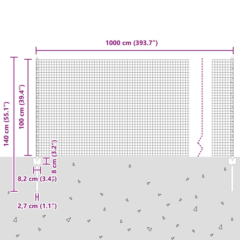 vidaXL Žogs ar stabu Pelēka 1 x 10 m Tērauds