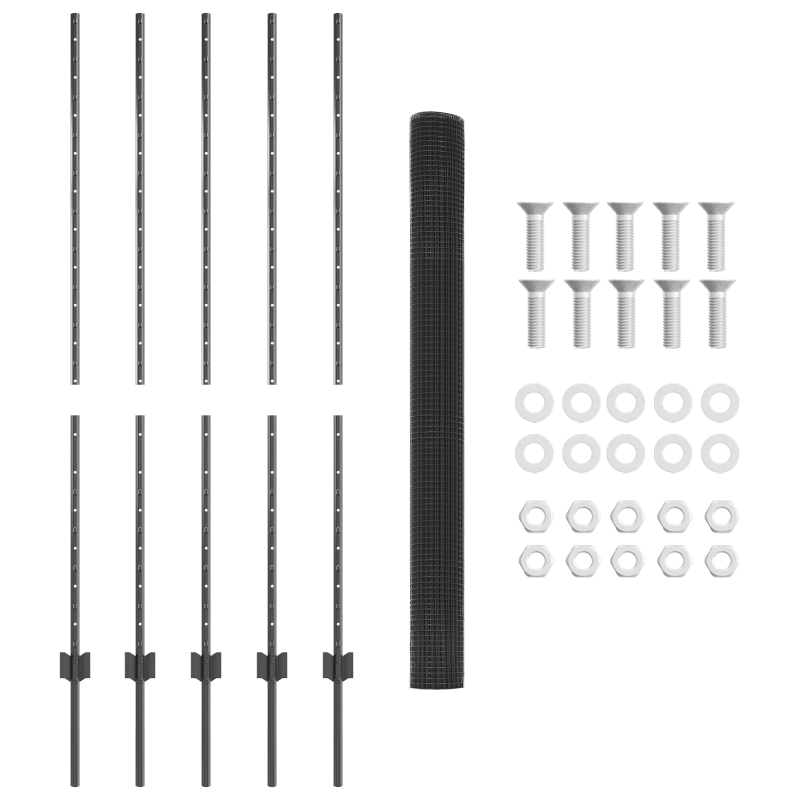 vidaXL Žogs ar stabu Pelēka 1,4 x 10 m Tērauds un PVC