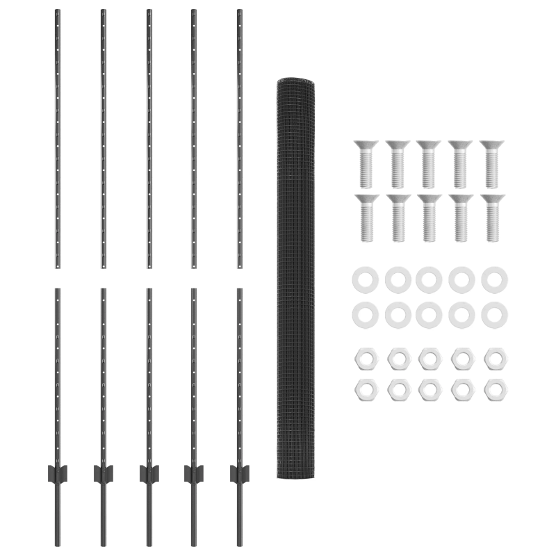 vidaXL Žogs ar stabu Pelēka 1,5 x 10 m Tērauds un PVC