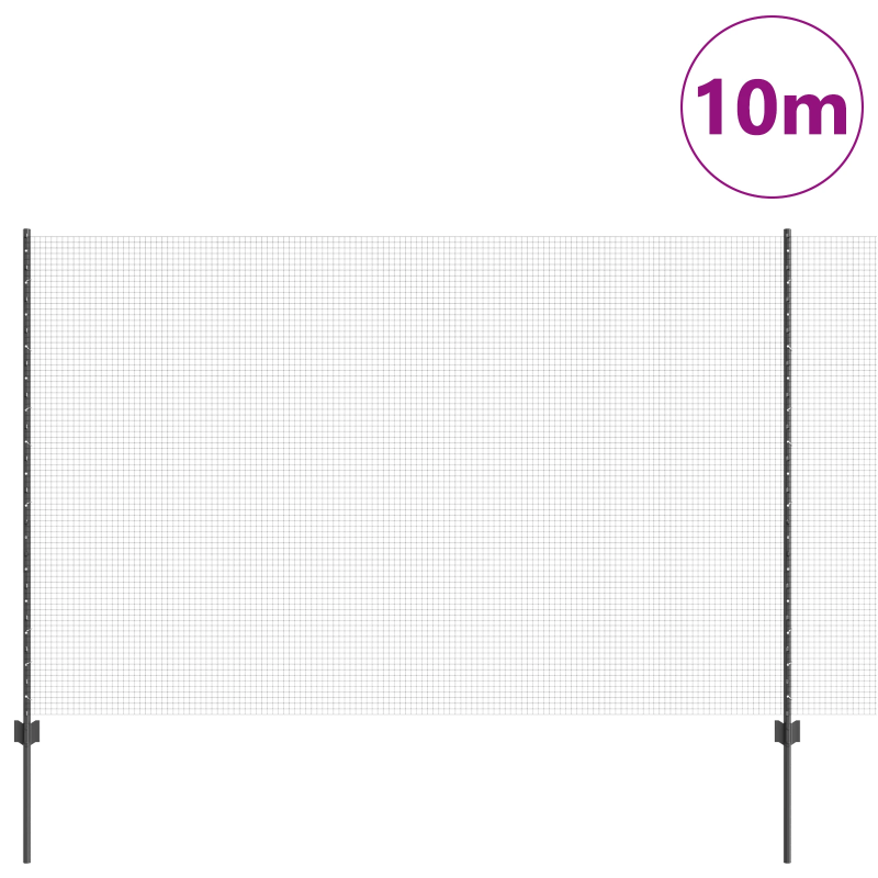 vidaXL Žogs ar stabu Pelēka 1,6 x 10 m Tērauds un PVC