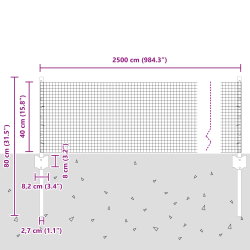 vidaXL Žogs ar stabu Pelēka 0,4 x 25 m Tērauds un PVC