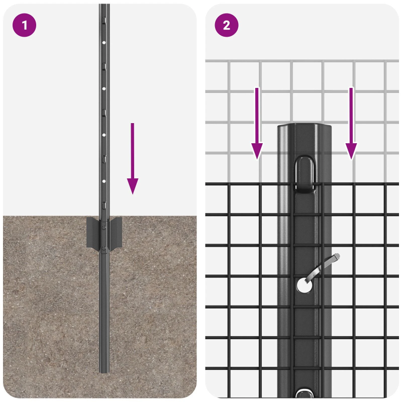 vidaXL Žogs ar stabu Pelēka 0,8 x 50 m Tērauds un PVC