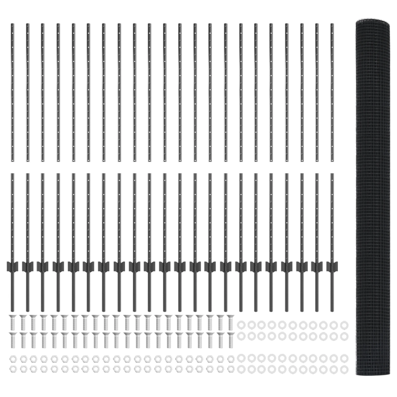 vidaXL Žogs ar stabu Pelēka 1,4 x 50 m Tērauds un PVC