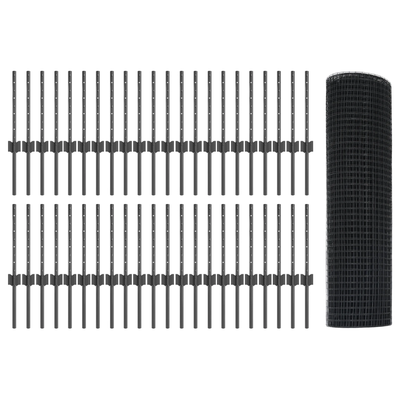 vidaXL Žogs ar stabu Pelēka 0,4 x 100 m Tērauds un PVC