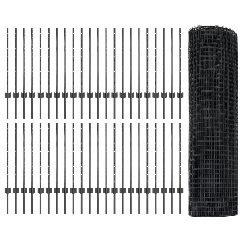 vidaXL Žogs ar stabu Pelēka 0,8 x 100 m Tērauds un PVC