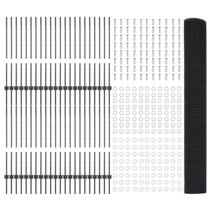vidaXL Žogs ar stabu Pelēka 1 x 100 m Tērauds un PVC