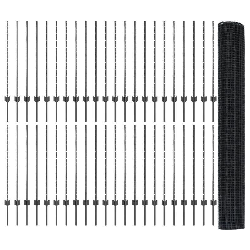 vidaXL Žogs ar stabu Pelēka 1 x 100 m Tērauds un PVC