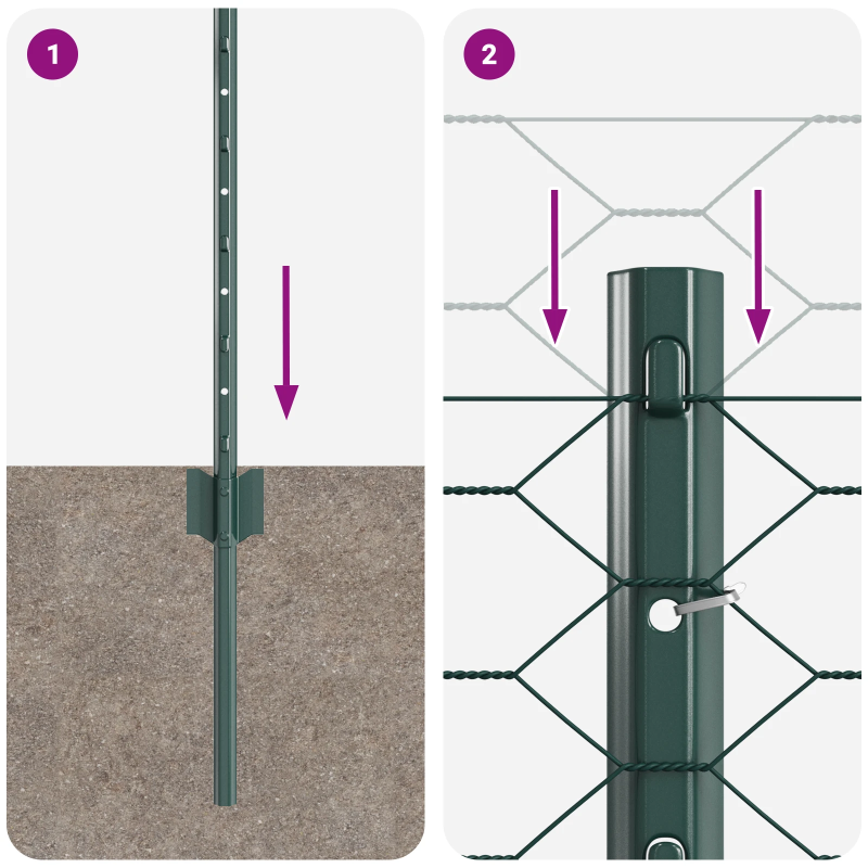 vidaXL Žogs ar stabu Zaļa 0,8 x 10 m Tērauds un PVC