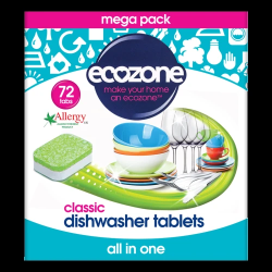 ECOZONE trauku mazg. maš. tabletes Classic 72 gab.