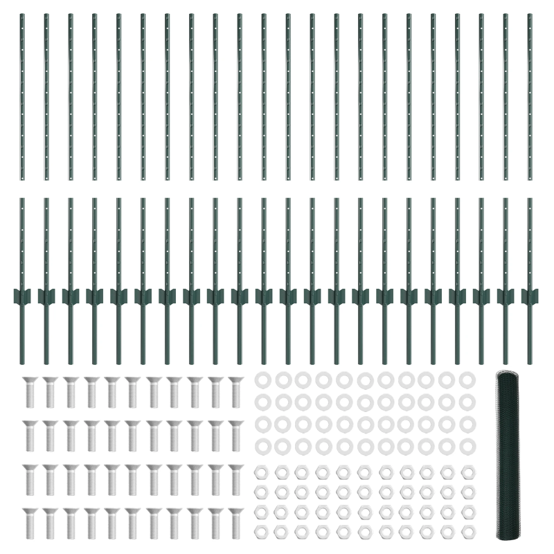 vidaXL Žogs ar stabu Zaļa 1 x 50 m Tērauds un PVC