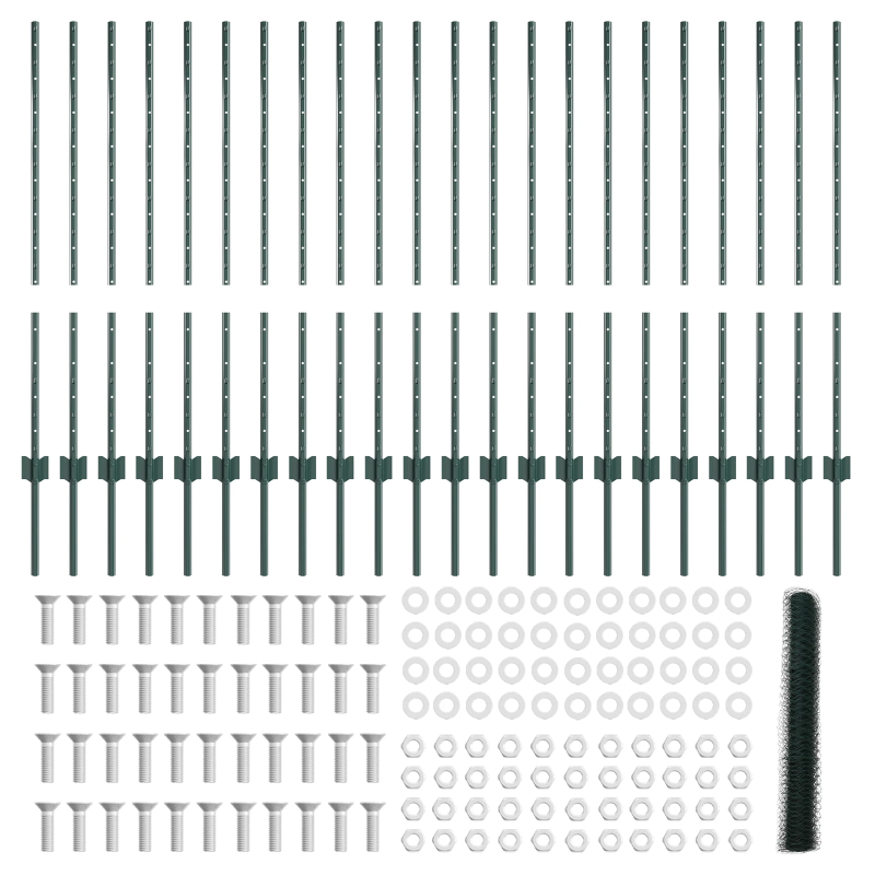 vidaXL Žogs ar stabu Zaļa 1 x 50 m Tērauds un PVC