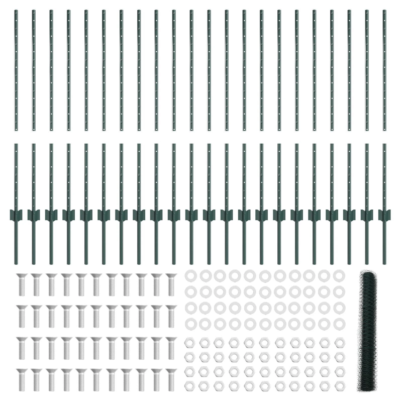 vidaXL Žogs ar stabu Zaļa 1 x 50 m Tērauds un PVC
