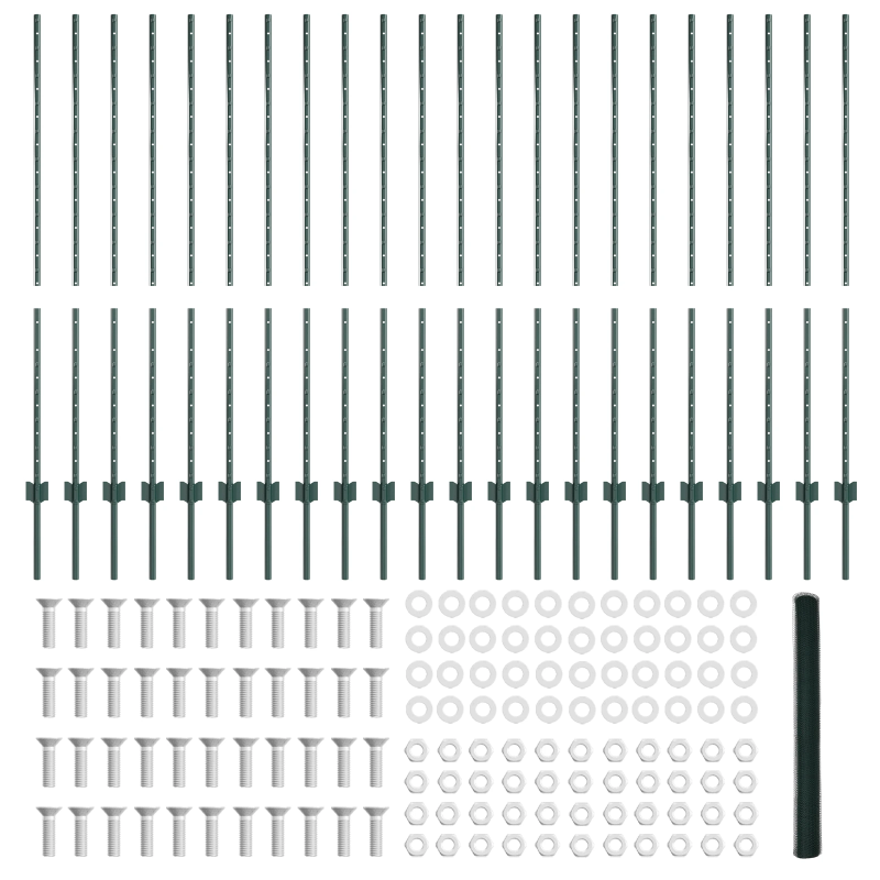 vidaXL Žogs ar stabu Zaļa 1,4 x 50 m Tērauds un PVC