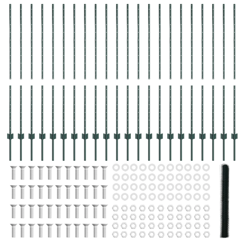 vidaXL Žogs ar stabu Zaļa 1,4 x 50 m Tērauds un PVC