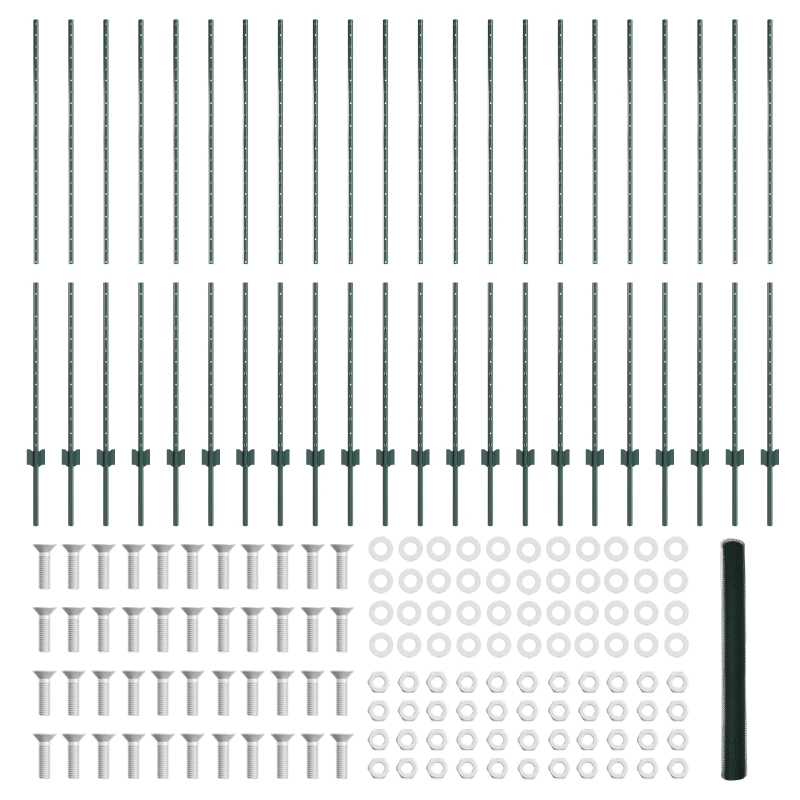 vidaXL Žogs ar stabu Zaļa 1,5 x 50 m Tērauds un PVC