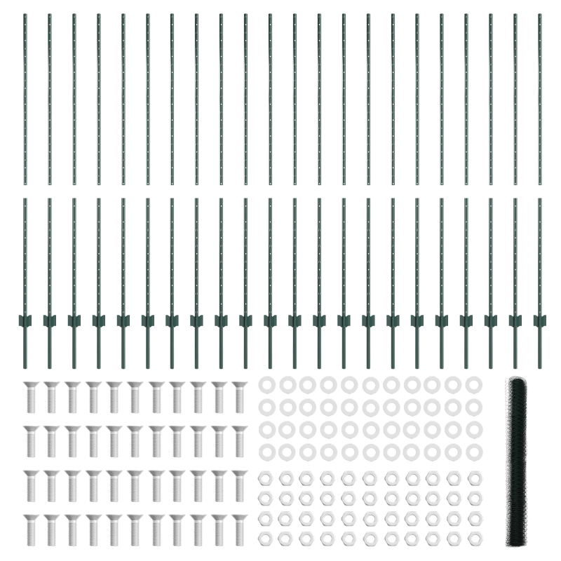 vidaXL Žogs ar stabu Zaļa 1,5 x 50 m Tērauds un PVC