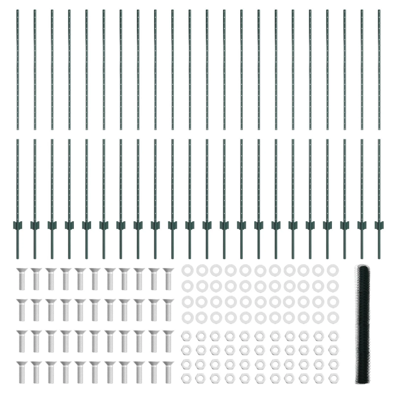 vidaXL Žogs ar stabu Zaļa 1,5 x 50 m Tērauds un PVC