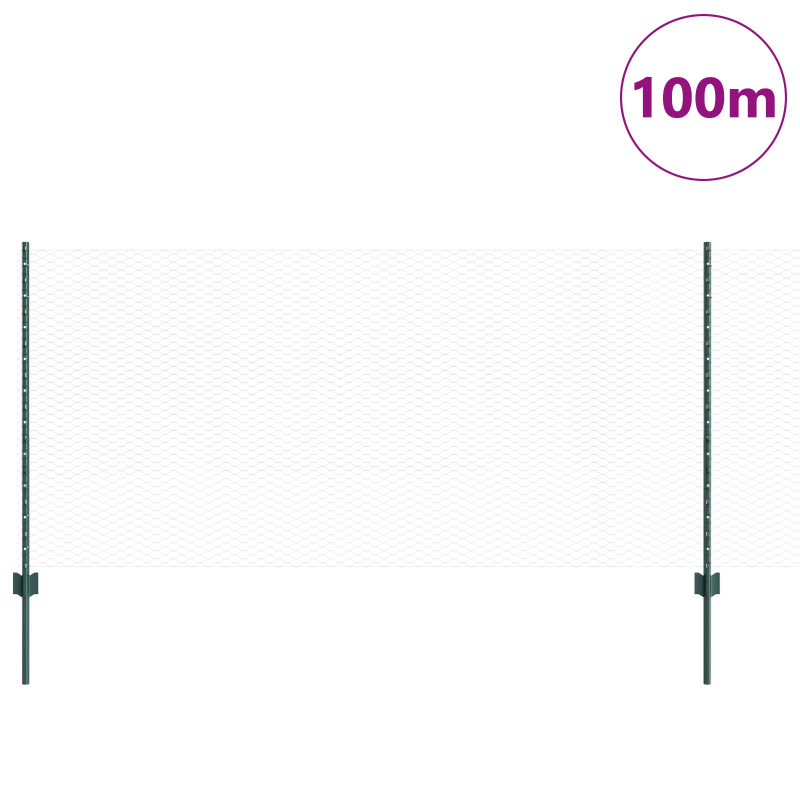 vidaXL Žogs ar stabu Zaļa 1 x 100 m Tērauds un PVC