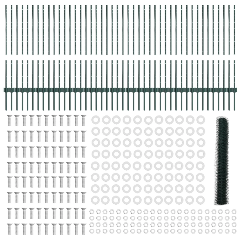 vidaXL Žogs ar stabu Zaļa 1 x 100 m Tērauds un PVC