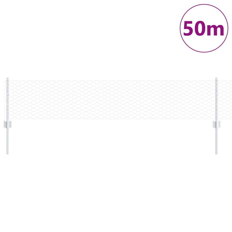 vidaXL Žogs ar stabu Pelēka 0,4 x 50 m Tērauds un PVC