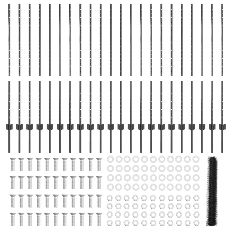 vidaXL Žogs ar stabu Pelēka 1,2 x 50 m Tērauds un PVC