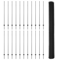 vidaXL Žogs ar stabu Pelēka 1,5 x 50 m Tērauds un PVC