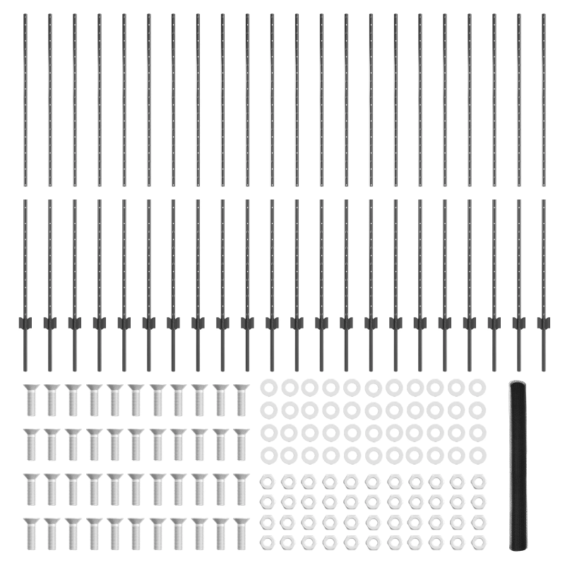 vidaXL Žogs ar stabu Pelēka 1,5 x 50 m Tērauds un PVC