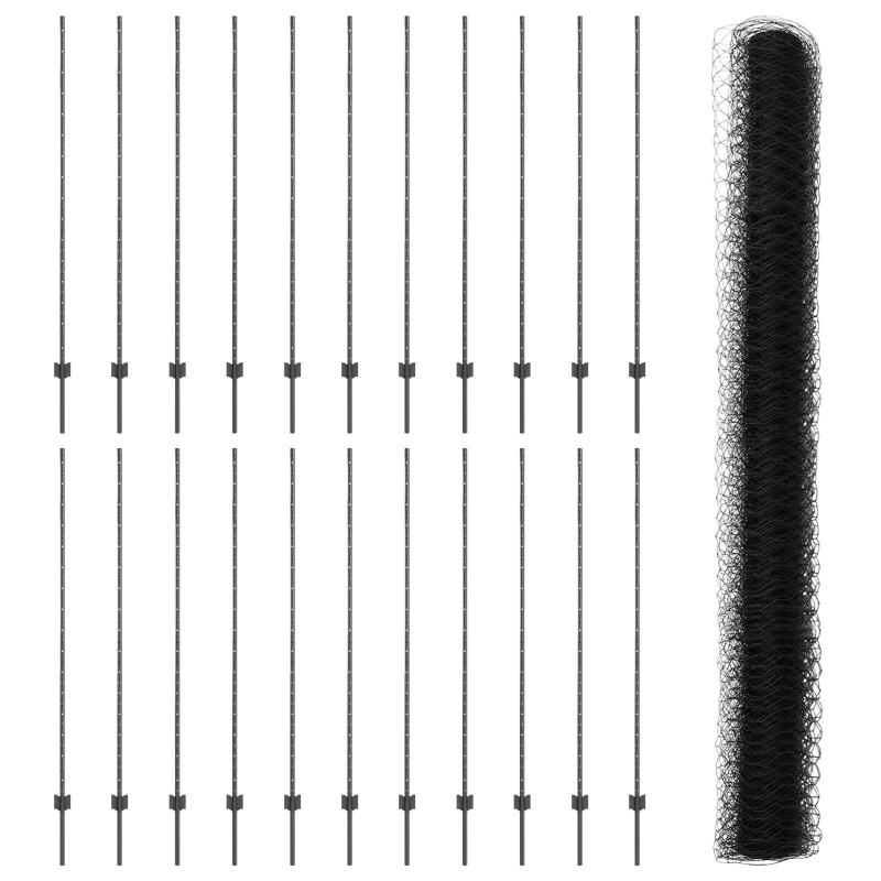 vidaXL Žogs ar stabu Pelēka 1,5 x 50 m Tērauds un PVC