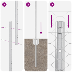 vidaXL Žogs ar stabu Sudraba 1,6 x 10 m Tērauds
