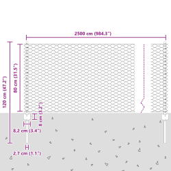vidaXL Žogs ar stabu Sudraba 0,8 x 25 m Tērauds