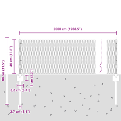vidaXL Žogs ar stabu Sudraba 0,4 x 50 m Tērauds