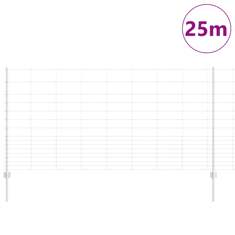 vidaXL Žogs ar stabu Sudraba 1,2 x 25 m Tērauds