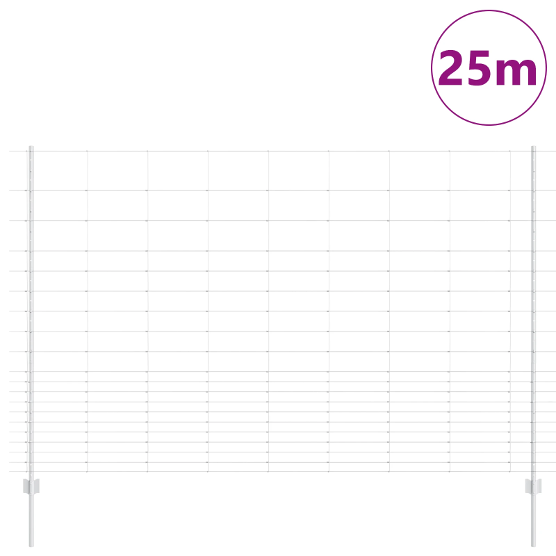 vidaXL Žogs ar stabu Sudraba 1,6 x 25 m Tērauds