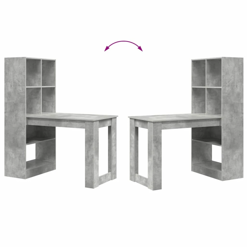 vidaXL Galds Betona pelēks 122 x 67 x 145 cm Inženierijas koks