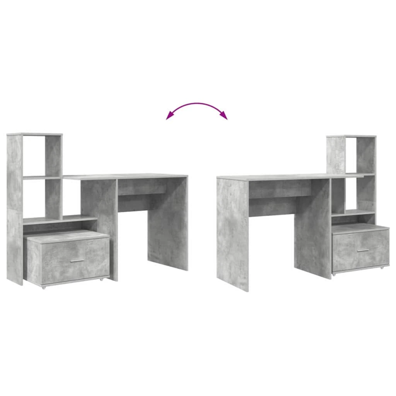 vidaXL Galds Betona pelēks 131,5 x 50 x 106,5 cm Inženierijas koks