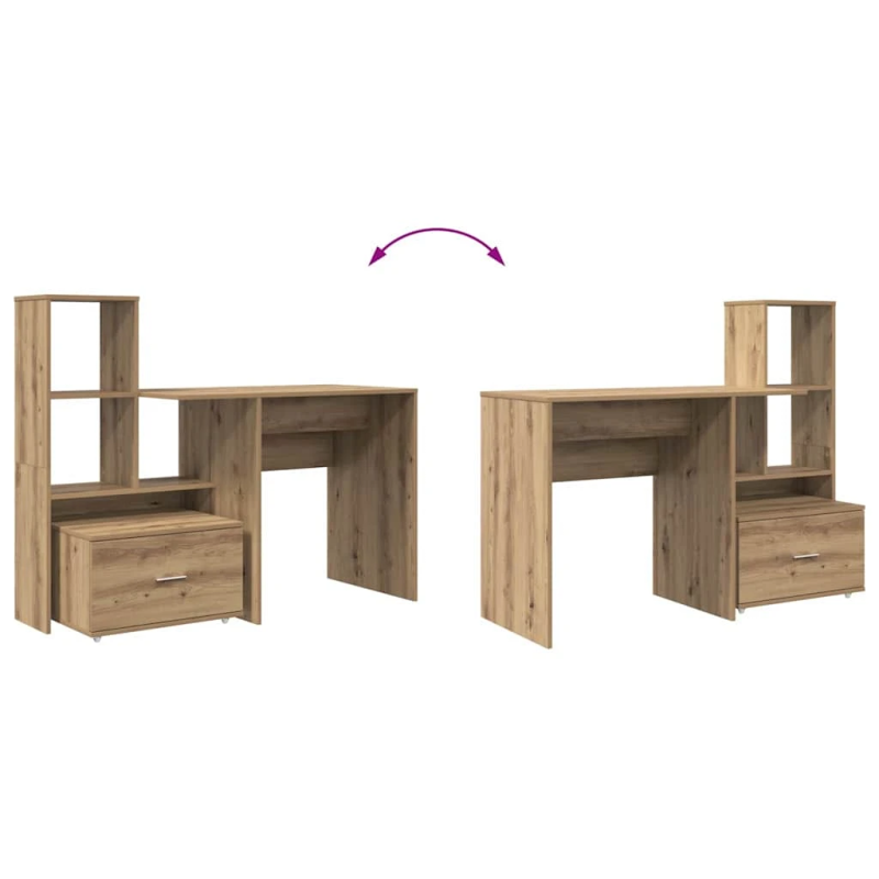 vidaXL Galds Artisānā ozols 131,5 x 50 x 106,5 cm Inženierijas koks