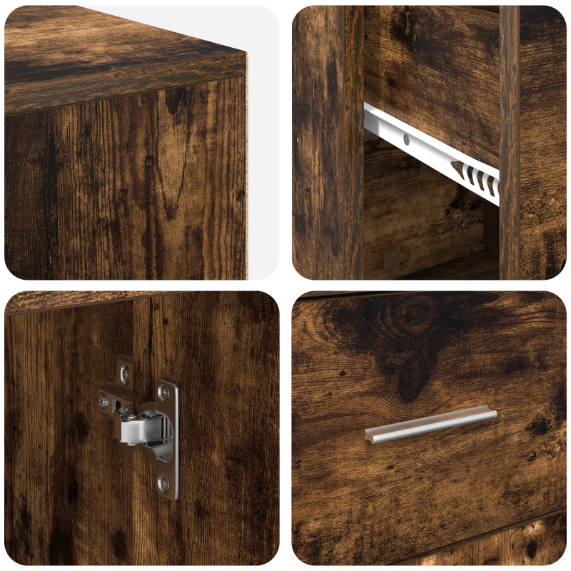 vidaXL Stūra rakstāmgalds ar atvilktni Dūmaka ozols 102 x 88 x 75 cm