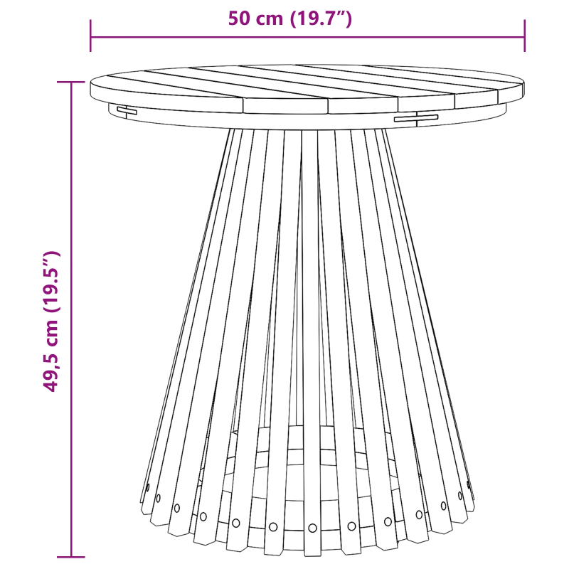 vidaXL Sānu galds Brūna 50 x 50 x 49,5 cm Ciets tekša koks