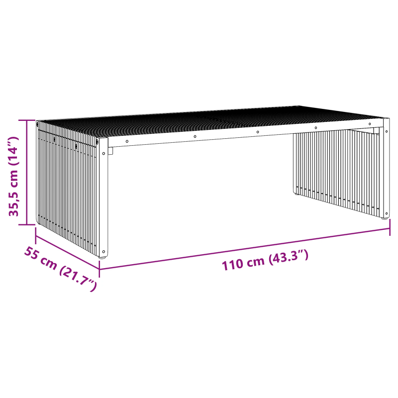 vidaXL Dārza blakus galds Brūna 110 x 55 x 35,5 cm Ciets tekša koks