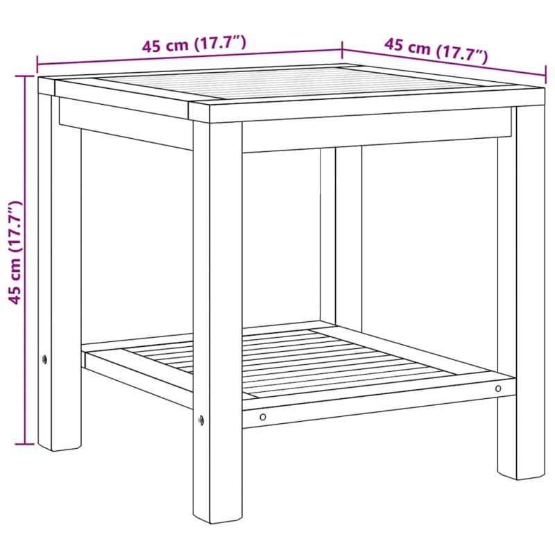 vidaXL Kafijas galdiņš Brūna 45 x 45 x 45 cm Masīvs tīkkoks
