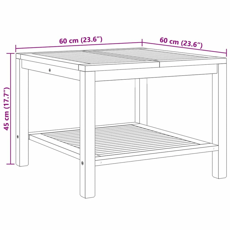 vidaXL Kafijas galdiņš Brūna 60 x 60 x 45 cm Masīvs tīkkoks