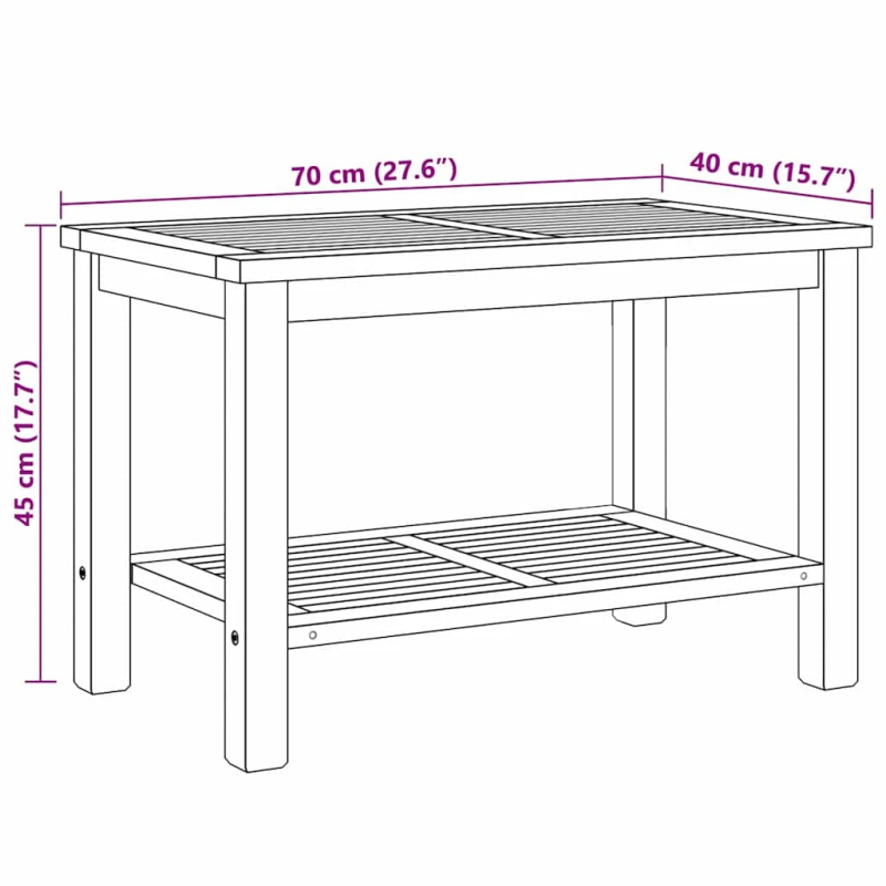 vidaXL Kafijas galdiņš Brūna 70 x 40 x 45 cm Masīvs tīkkoks