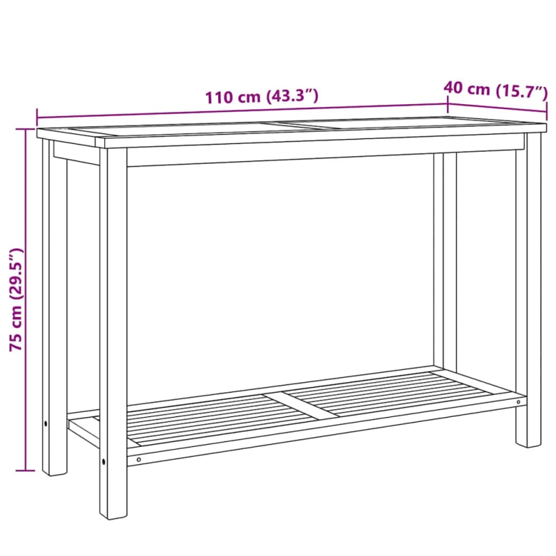 vidaXL Konsoles galds Brūna 110 x 40 x 45 cm Ciets tekša koks