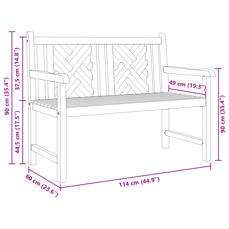 vidaXL sols Brūna 114 x 60 x 90 cm Ciets tekša koks