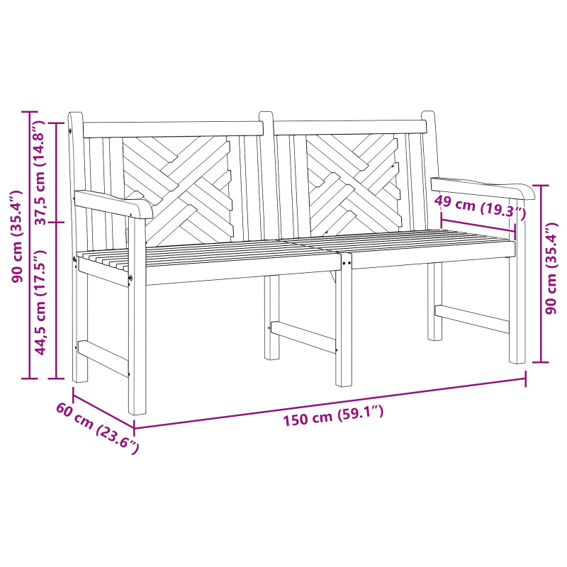 vidaXL sols Brūna 150 x 60 x 90 cm Ciets tekša koks