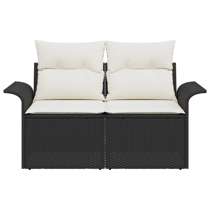 vidaXL Dārza dīvāns ar spilvenu Melna 141 x 62 x 69cm poliratāns