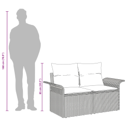 vidaXL Dārza dīvāns ar spilvenu Bēša 141 x 62 x 69cm poliratāns